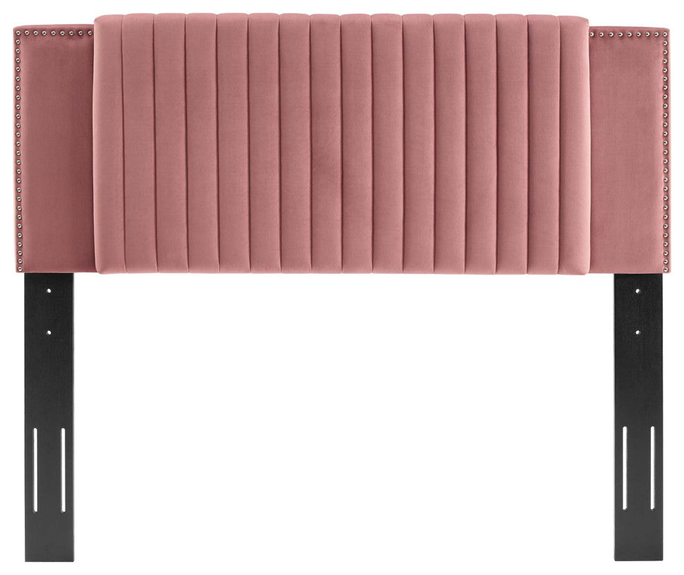 Felicity Channel Tufted Performance Velvet Twin Headboard, Dusty Rose