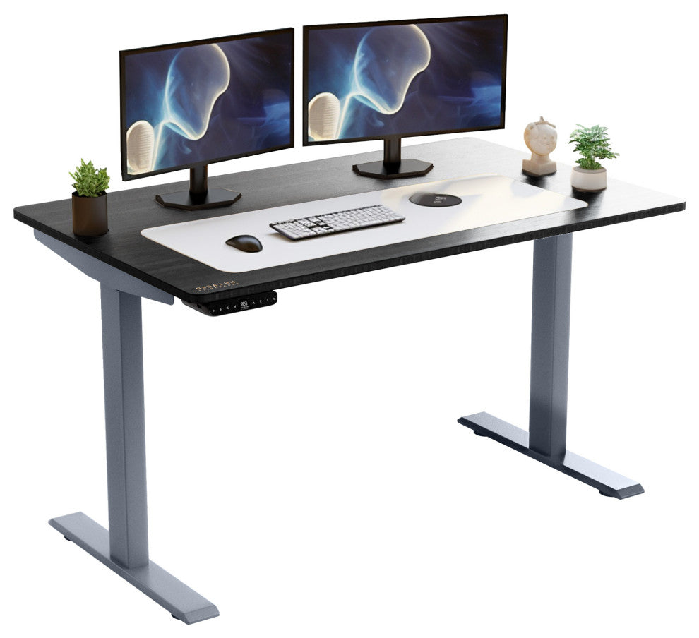 30" Adjustable Black and Gray Stainless Steel Computer Desk