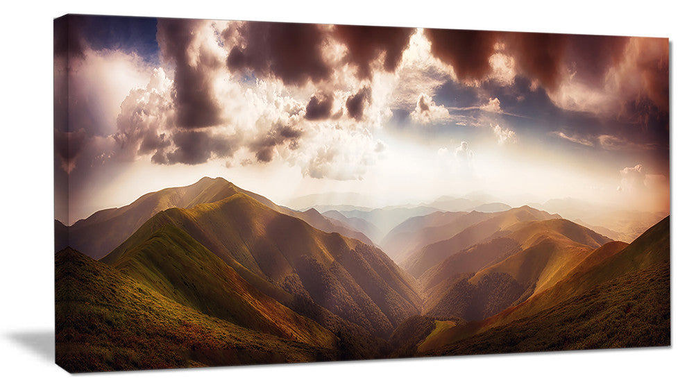Polonina Borzava Panorama, Landscape Canvas Art Print, 32"x16"