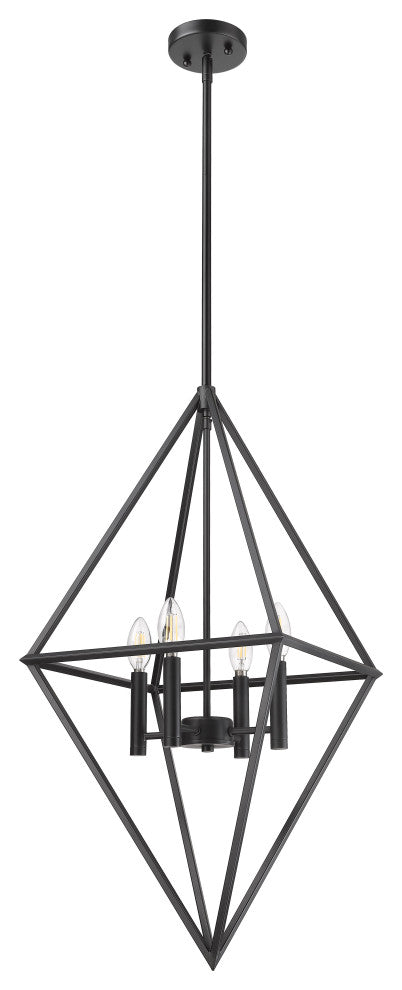 Vivio Lighting 4-Bulb 20"? Geometric Pendant Light Matte Black