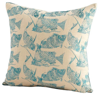 Cyan Design Angler Pillow, Turquoise/White