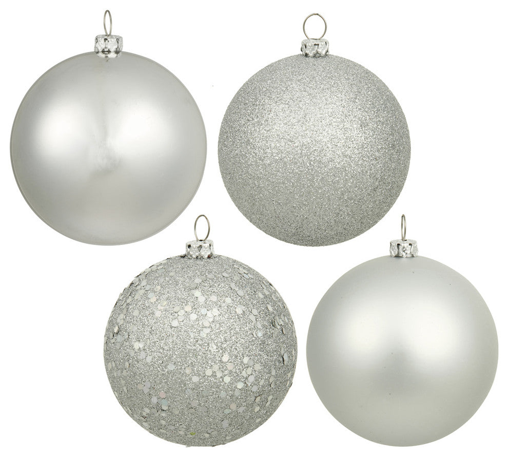 Vickerman 2.4" 4 Finish Ornament Assorted, Set of 60, Silver