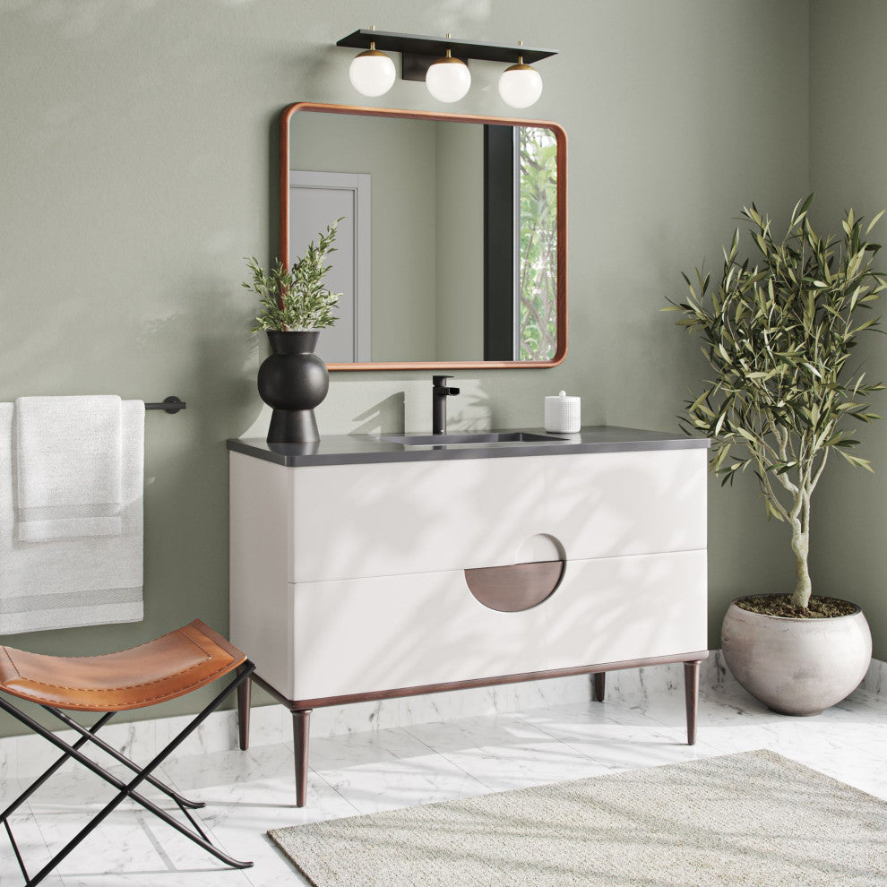 Rhonda Bath Vanity, Beige, 48", Single Sink, Freestanding