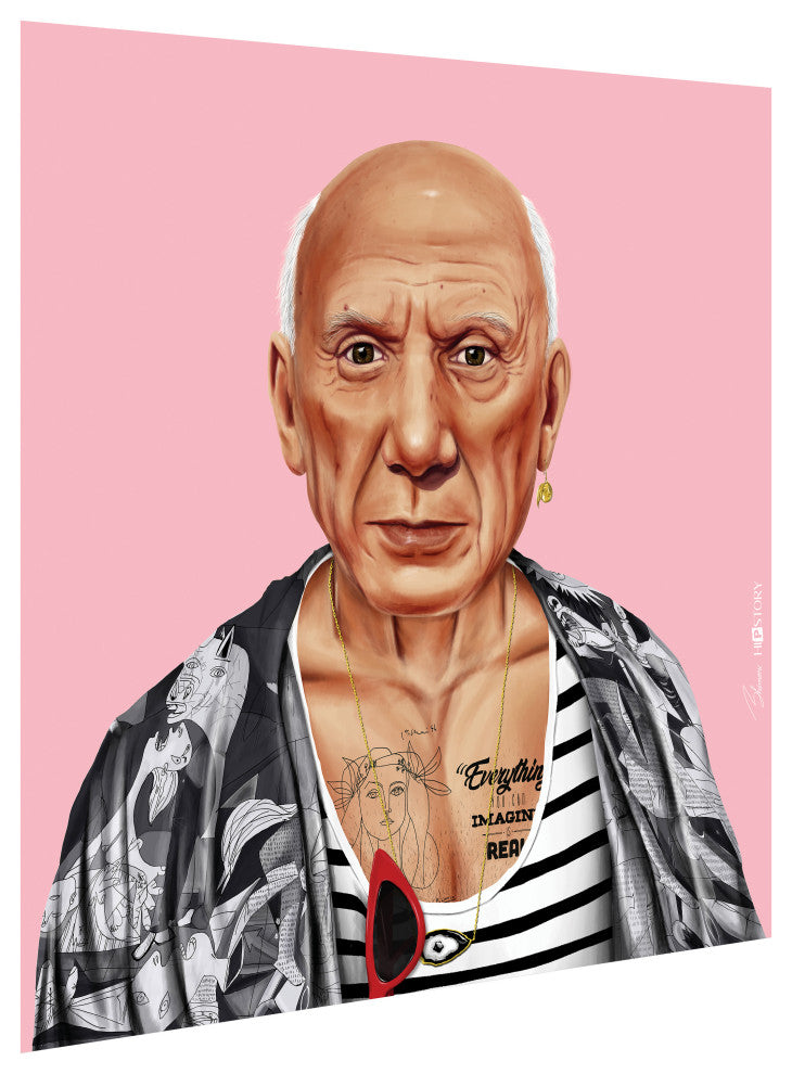 "Hip Pablo Picasso" Frameless Reverse Printed Tempered Art Glass Wall Art