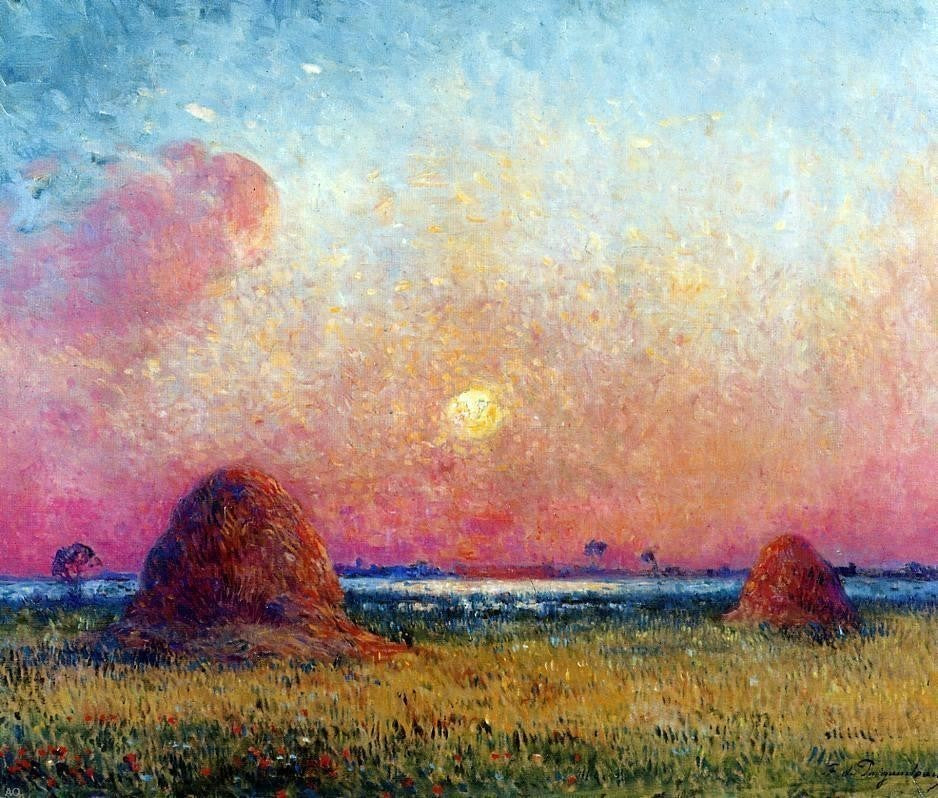 Ferdinand Du Puigaudeau Wheat Stack at Sunset, 20"x25" Wall Decal