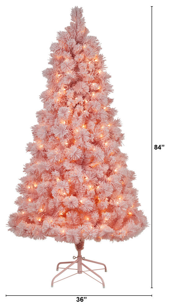 7' Holiday Pink Cashmere Artificial Christmas Tree With 300 LED lights