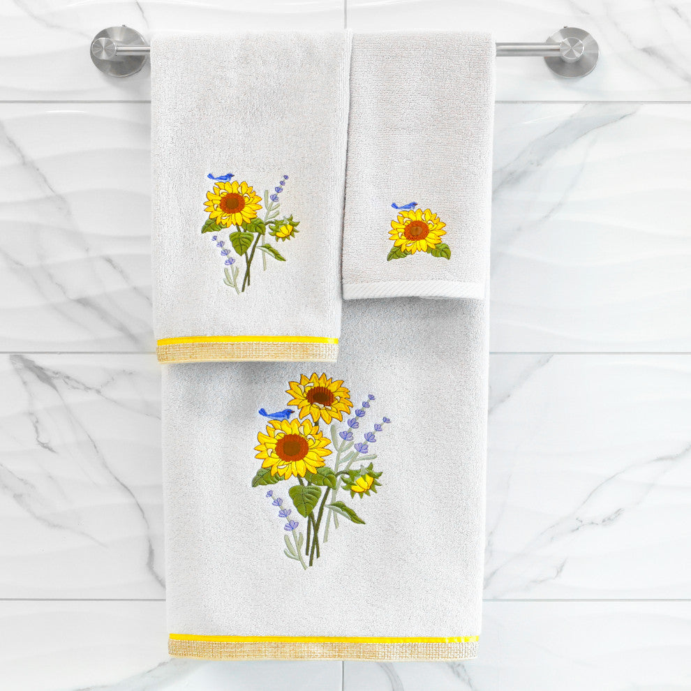 Linum Home Textiles 100% Turkish Cotton GIRASOL 4PC Embellished Towel Set