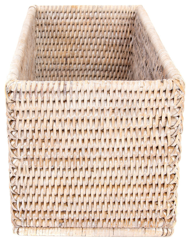 Artifacts Rattan Rectangular Everything Basket, White Wash