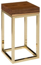 Chamcha Wood End Table, 12", Natural, Square, Plated Brass Base