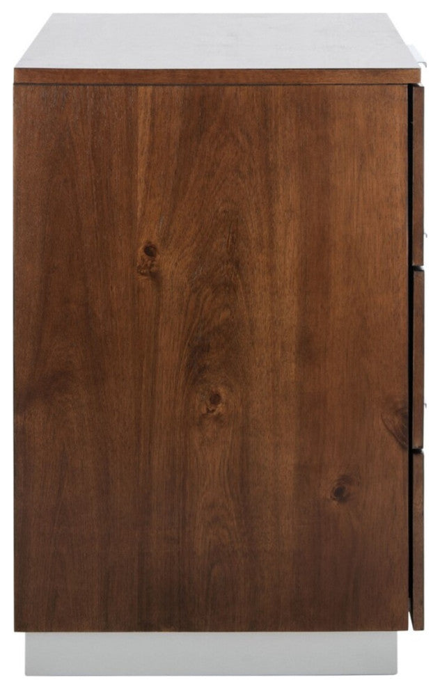 Safavieh Brylin 3 Drawer Nightstand, Dark Walnut