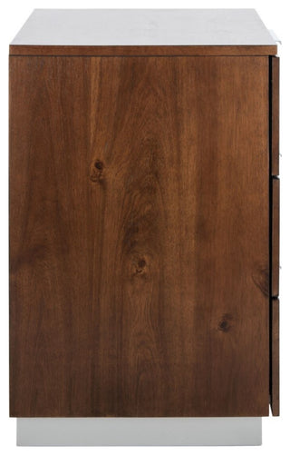 Safavieh Brylin 3 Drawer Nightstand, Dark Walnut