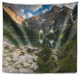 Sunset Over High Mountains Landscape Wall Tapestry, 92"x78"
