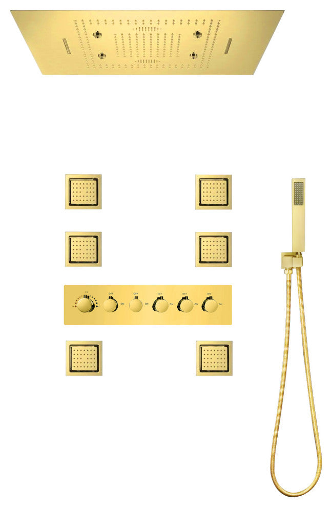 LED Mist Shower System, Jetted Body Sprays and Hand Shower, Touch Panel Light