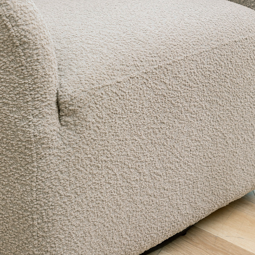 32" Wide Boucle Upholstered Swivel Barrel Chair, Oatmeal