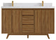 Madison Teak 60 Double Bathroom Vanity in Dark Natural 2" Empira Quartz