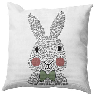 Bow-tie Bunny Easter Indoor/Outdoor Throw Pillow, Laurel Tree Green, 18x18"