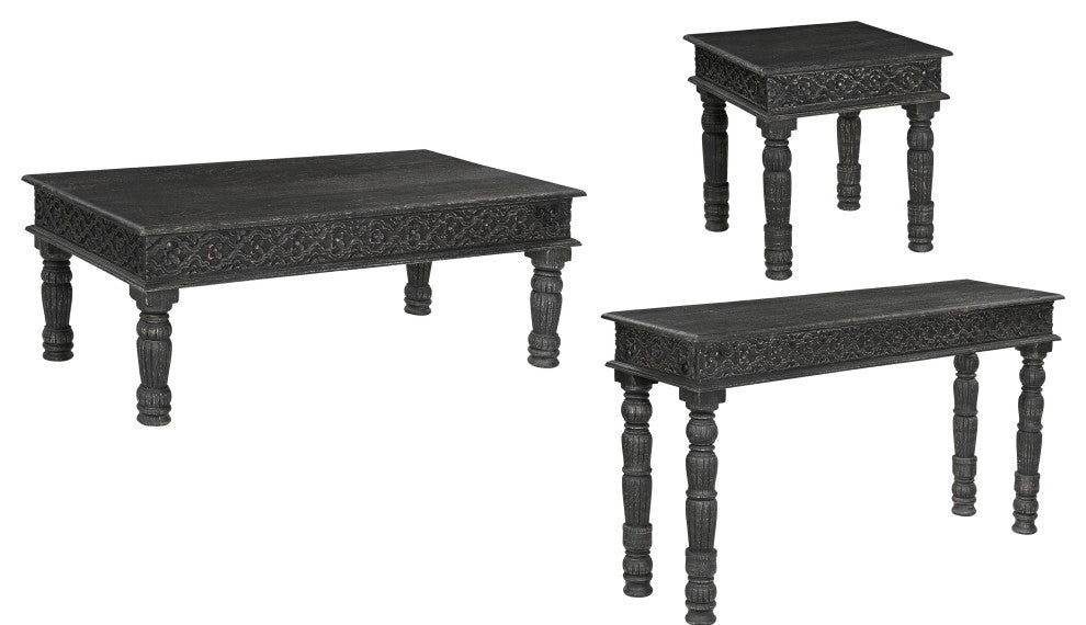 Wiley Carved Coffee Table, Black