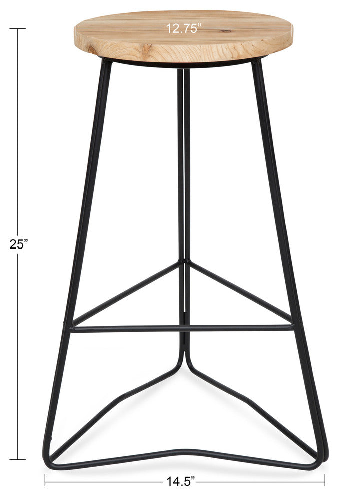 Godwin Counter Height Bar Stool, Natural/Black 14.5x14.5x25
