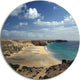 Bright Seashore With Blue Waters, Seashore Disc Metal Artwork, 23"