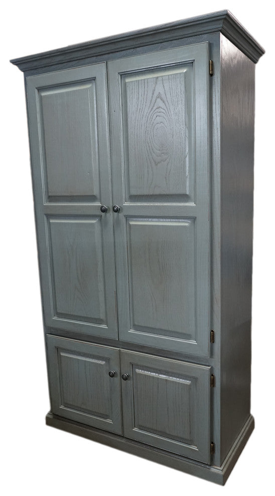 Extra Wide Oak Kitchen Pantry, Interesting Aqua Oak