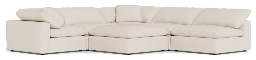 Fluffy 5-Piece Sectional with Ottoman, Merit Snow