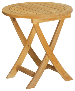 Perrie Round Teak Outdoor Folding Side Table