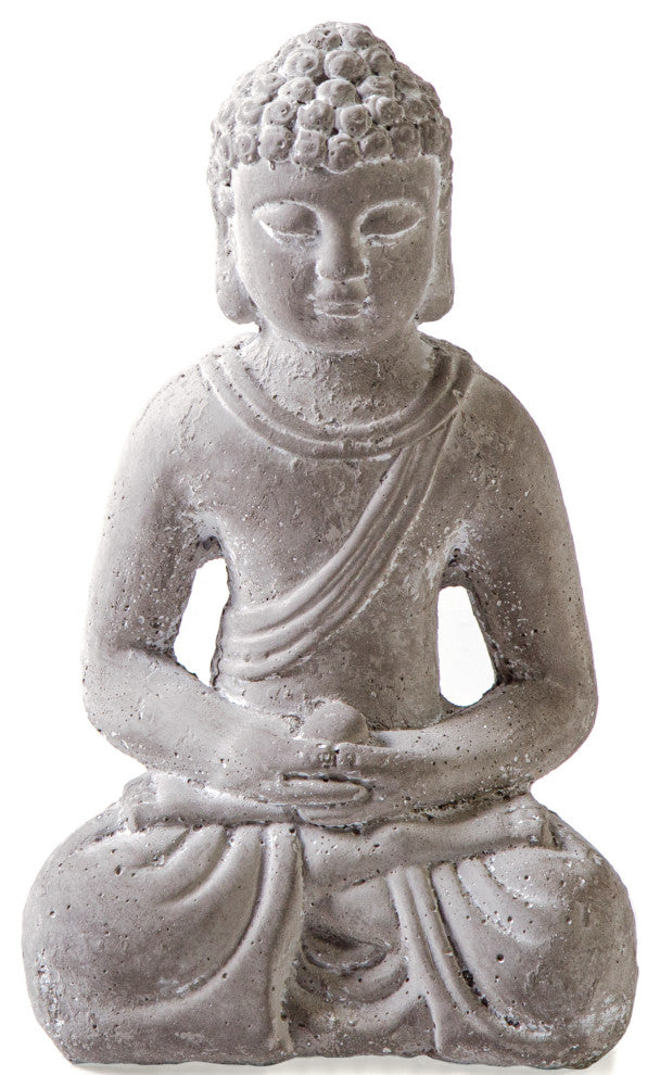 Cement Meditating Lord Buddha Figurine Concrete Gray Finish