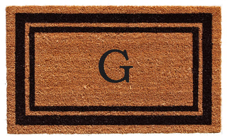 Black Border 18"x30" Monogram Doormat, Letter G