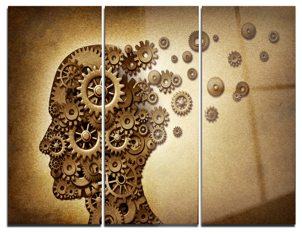 "Mechanical Brain" Metal Wall Art, 3 Panels, 36"x28"