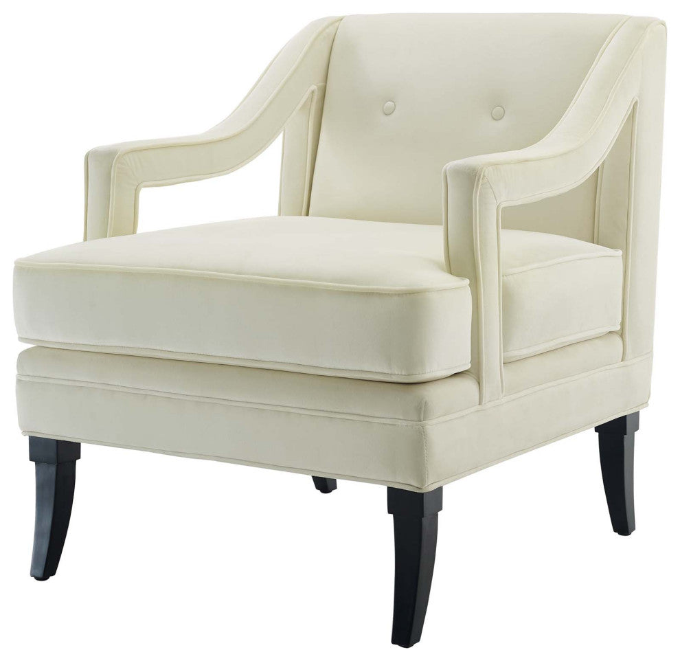 Armchair and Sofa Set, Set of 2, Velvet, Ivory White, Modern, Lounge Hospitality