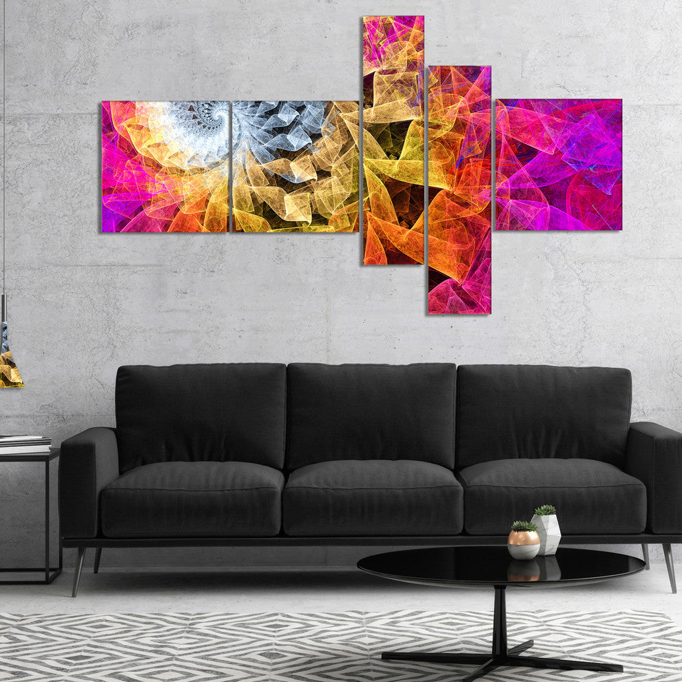 Colorful Spiral Kaleidoscope, Abstract Wall Art Canvas, 60"x32", 5 panels