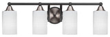 Paramount 4-Light Bath Bar, Matte Black & Brushed Nickel, 4" White Matrix Glass