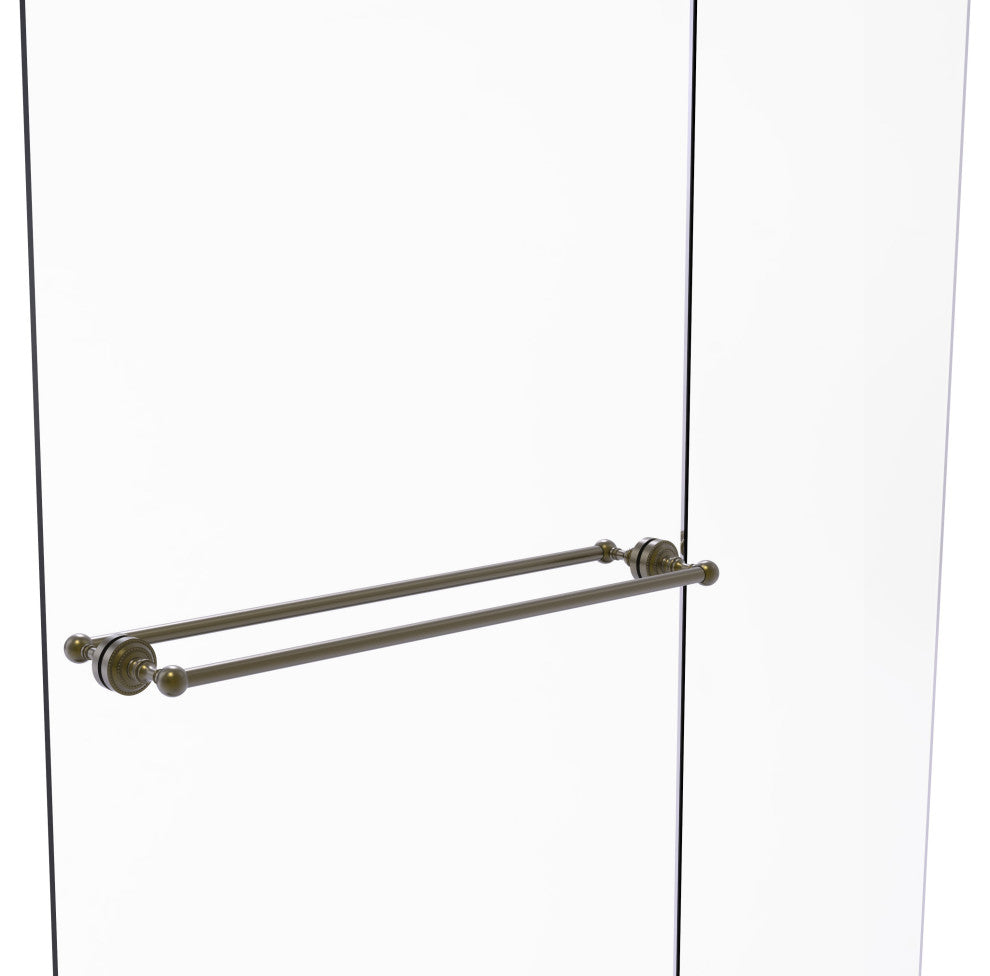 Dottingham 30" Back to Back Shower Door Towel Bar, Antique Brass