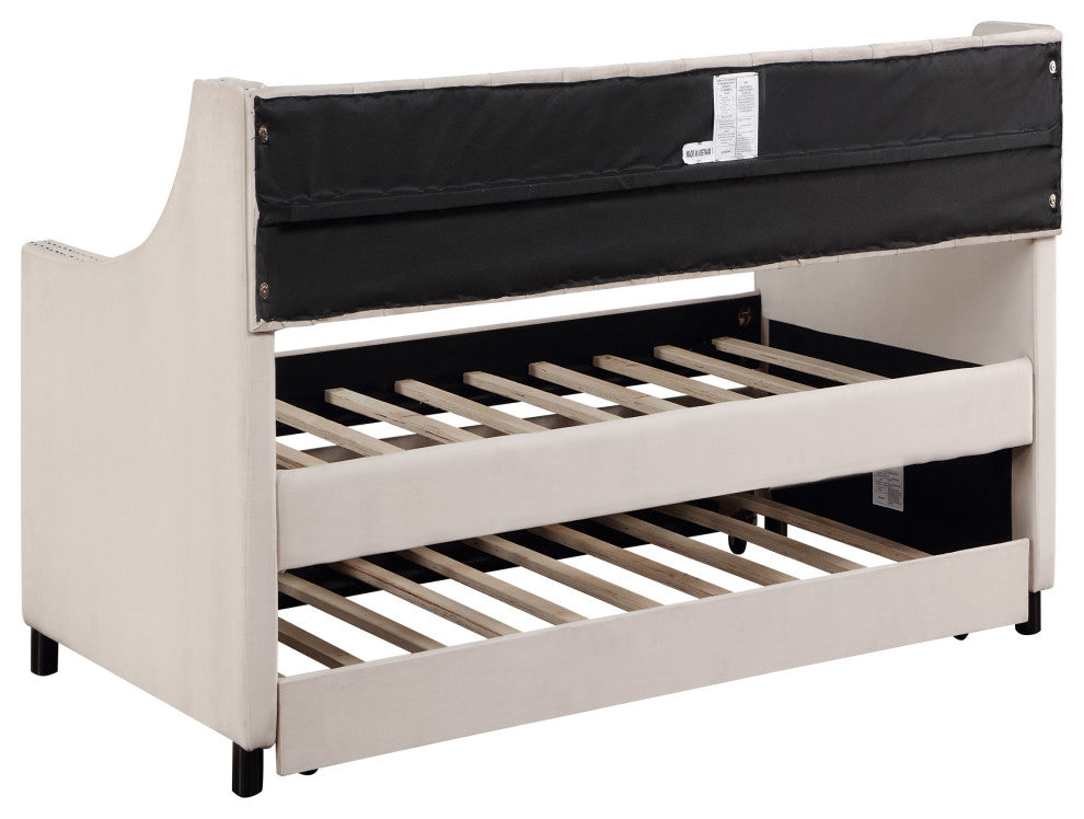 Gewnee Daybed with Trundle Upholstered Tufted Sofa Be
