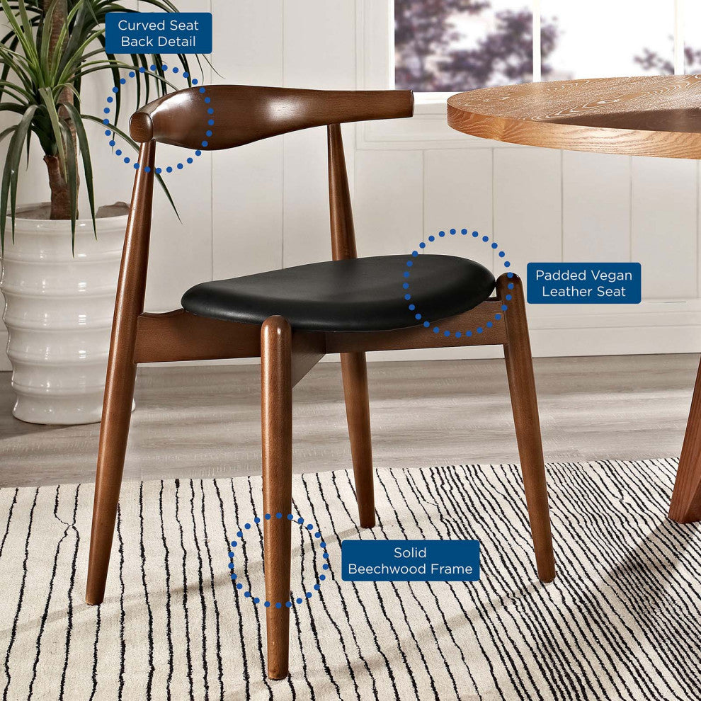 Modern Dark Walnut Black Stalwart Dining Side Chairs Set of 4
