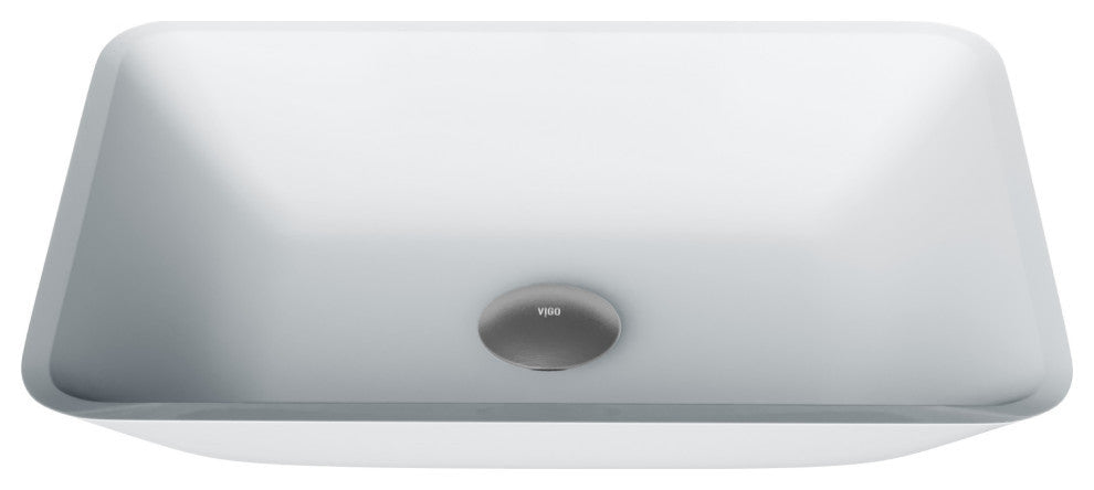 VIGO Sottile 18"L x 13"W x 4"H Glass Rectangular Vessel Bathroom Sink, White