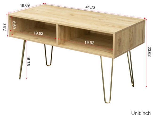 Modern Design TV stand table metal legs entertainment center with 2 open shelves