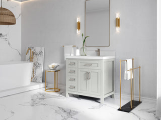 Cambridge 36 Right Offset Bath Vanity in Coventry Gray 2" White Quartz