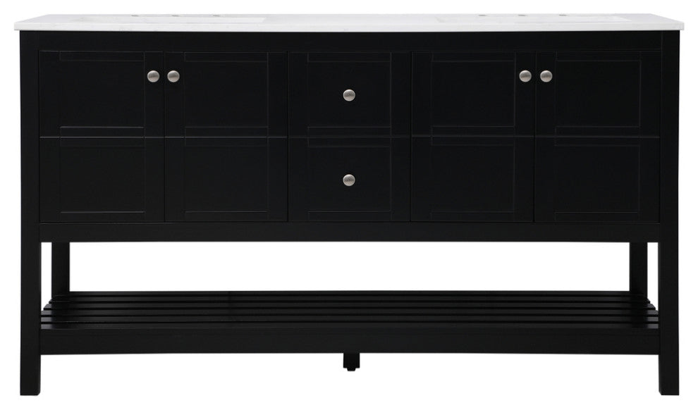 Tucker Black 60" Double Sink Bathroom Vanity