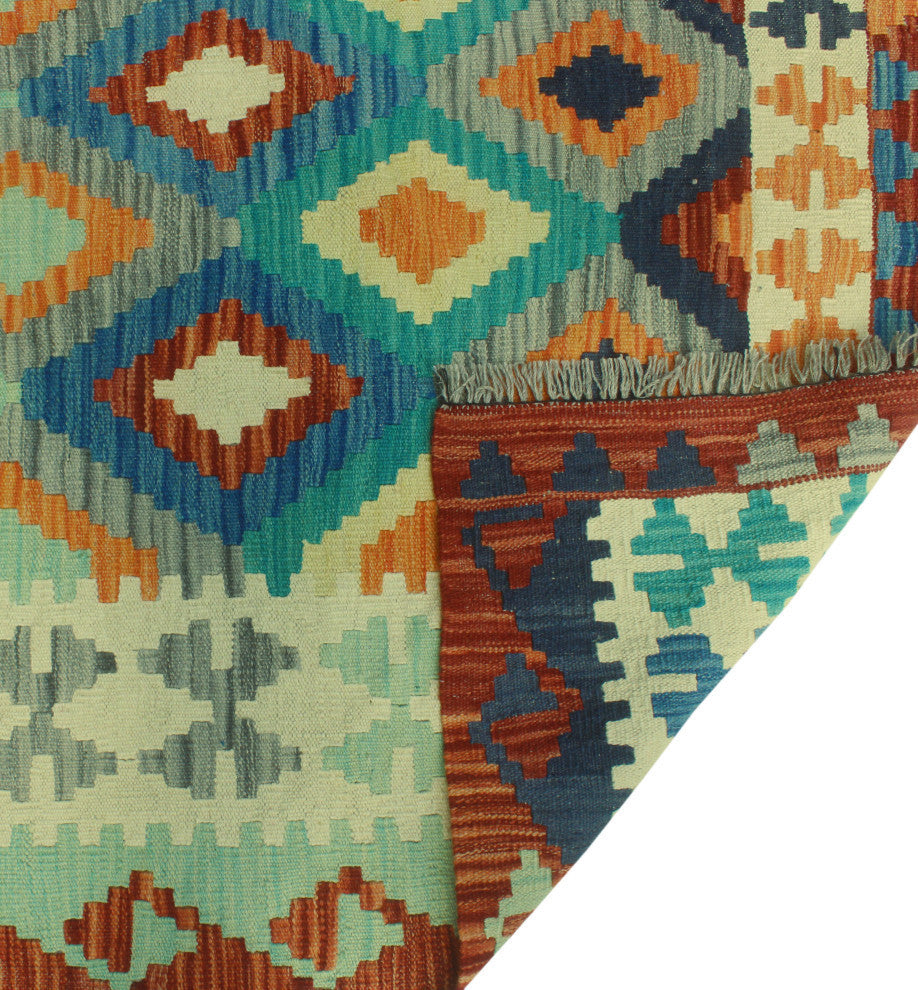 Sangat Kilim Zehra Rust/Blue Rug, 6'9x9'7