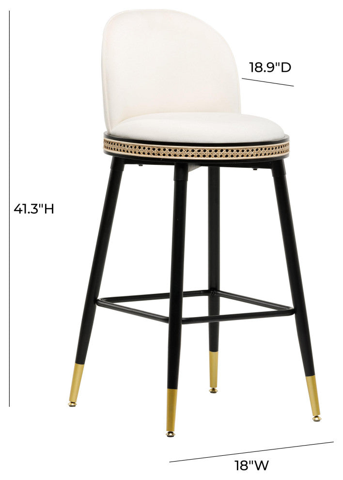 Harley Cream Velvet Bar Stool