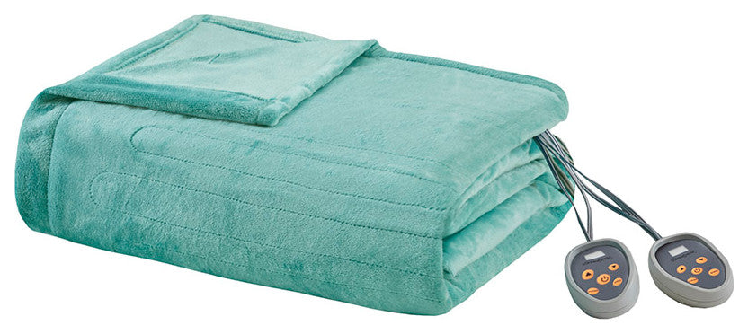 Beautyrest Heated Plush Heated Plush Blanket, Aqua