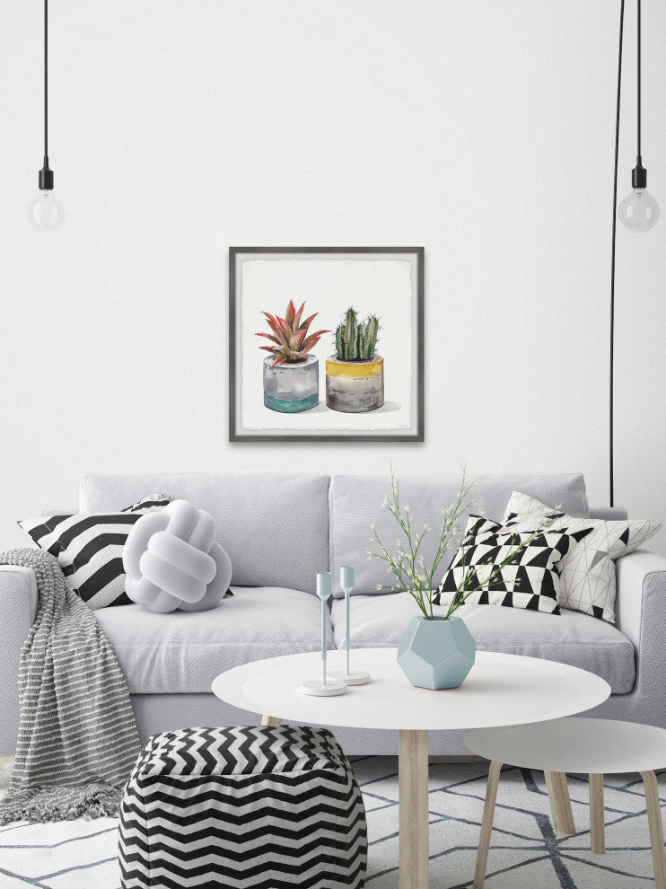 "Succulent Pair" Framed Painting Print