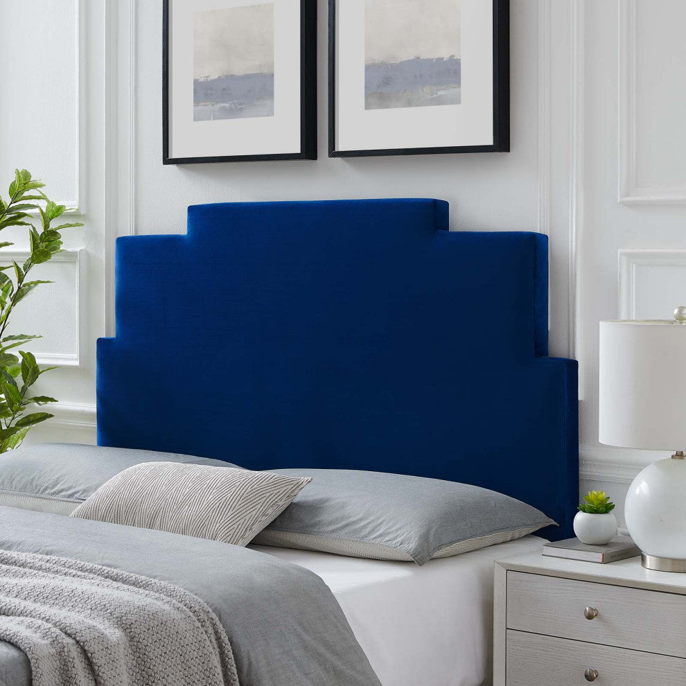 Headboard, King Size, Velvet, Blue Navy, Modern Contemporary, Bedroom Master
