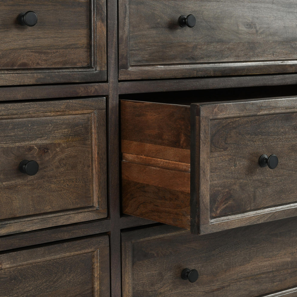 Adelaide Nine-Drawer Mango Wood Dresser, Cocoa Brown by Kosas Home