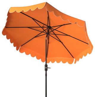 Safavieh Venice Scallop 9' Crank Outdoor Push Button Tilt Umbrella Orange