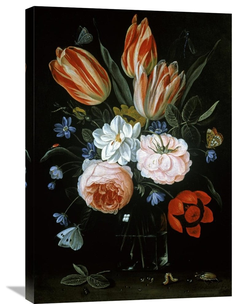 "Tulips and Roses In A Glass Vase" Artwork, 20"x30"