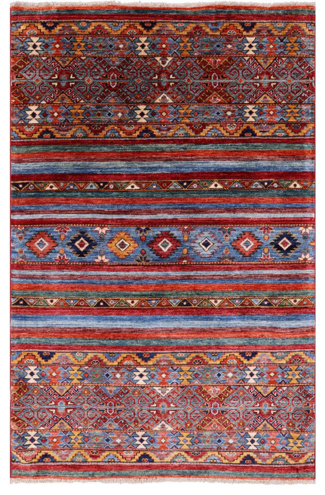 3' 10" X 6' 0" Hand-Knotted Khorjin Super Kazak Rug Q5228