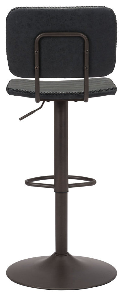 Bar Stool Chair Barstool, Faux Vinyl Leather, Steel, Vintage Black, Bronze