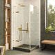 Shower Enclosure Hinged Frameless Tempered Glass, Satin Brass, 42"